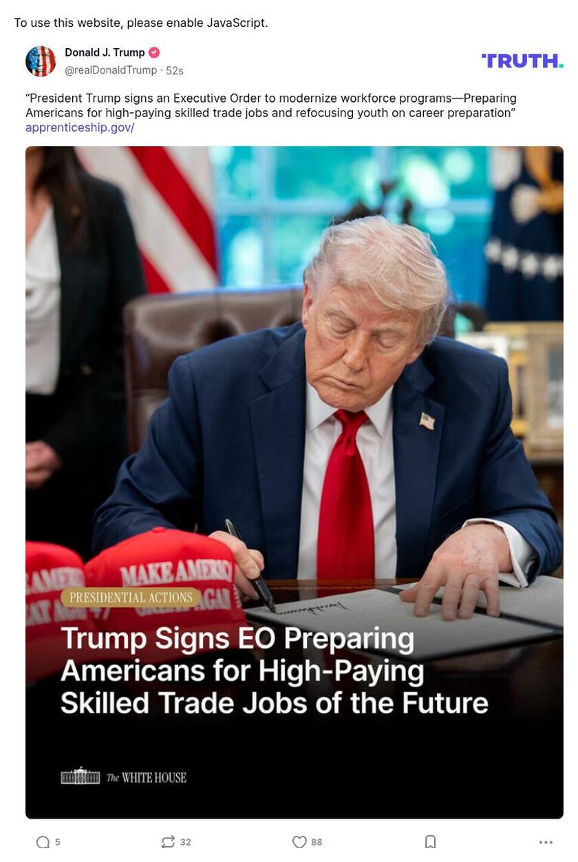 Post image from Donald Trump