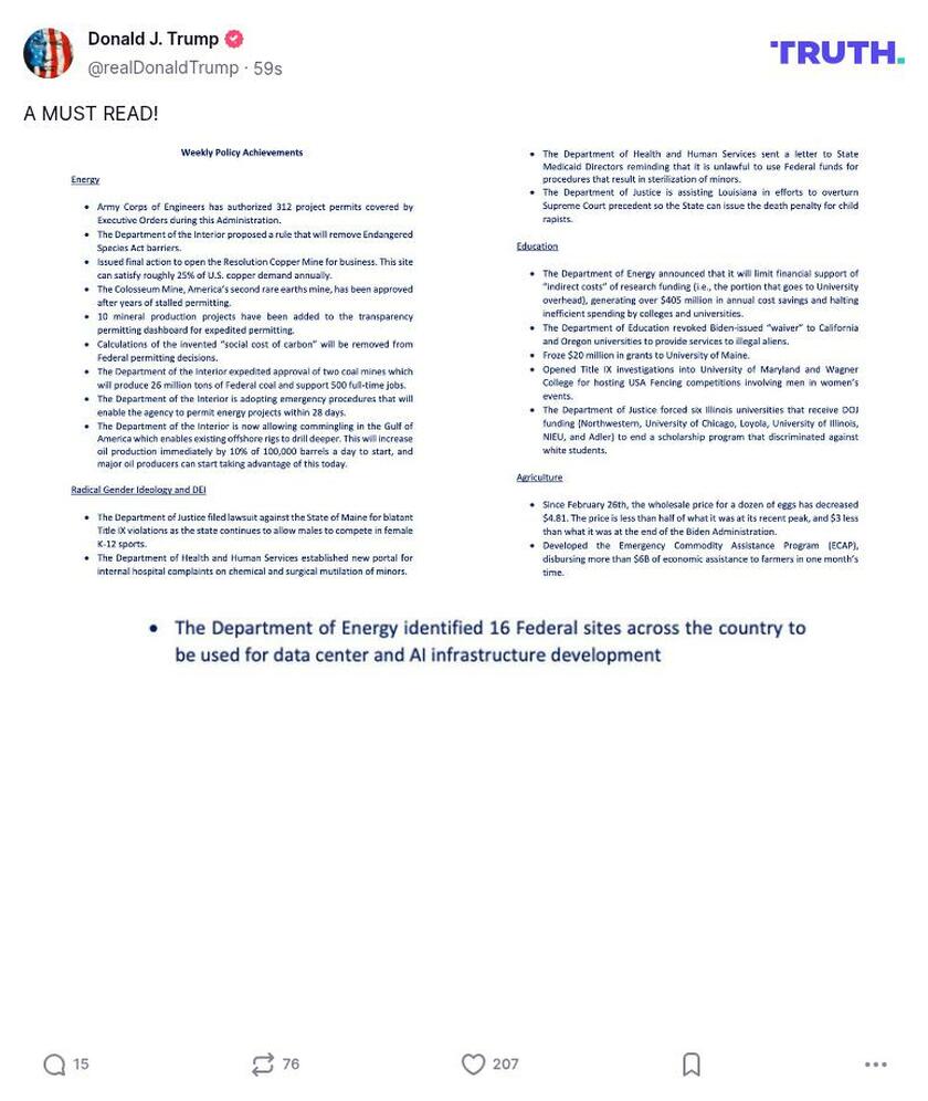 Post image from Donald Trump