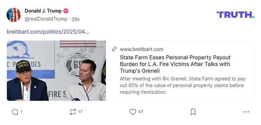 Post image from Donald Trump