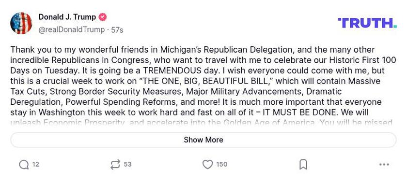 Post image from Donald Trump