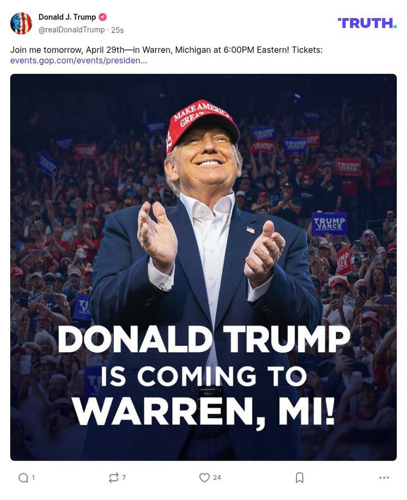 Post image from Donald Trump