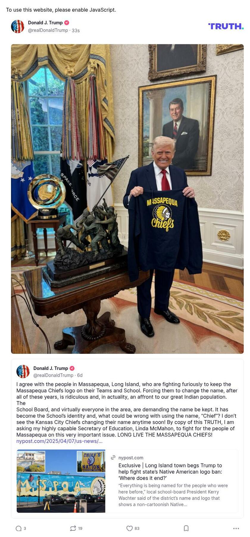 Post image from Donald Trump