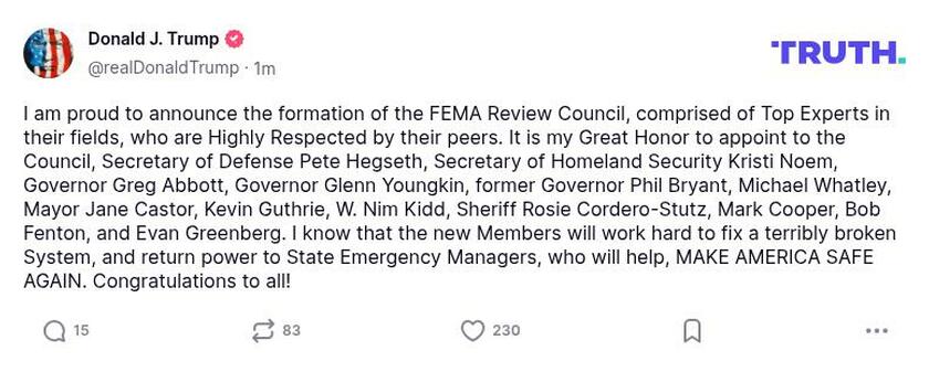 Post image from Donald Trump