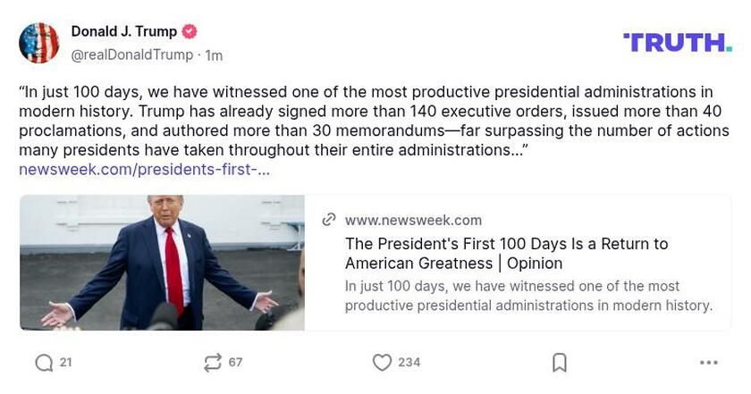 Post image from Donald Trump