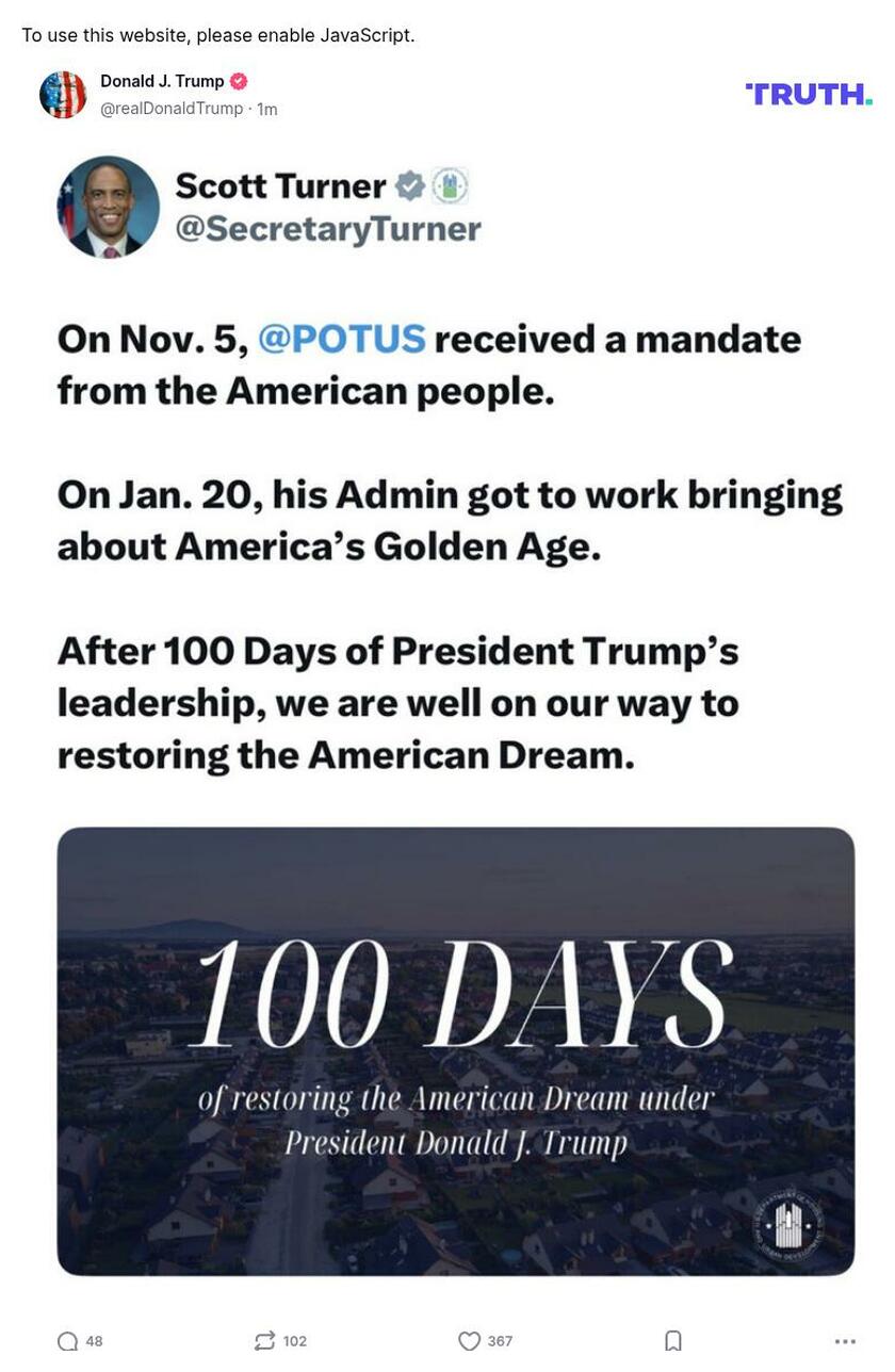 Post image from Donald Trump