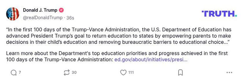 Post image from Donald Trump