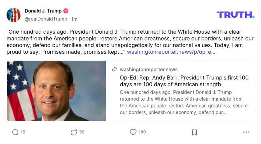 Post image from Donald Trump