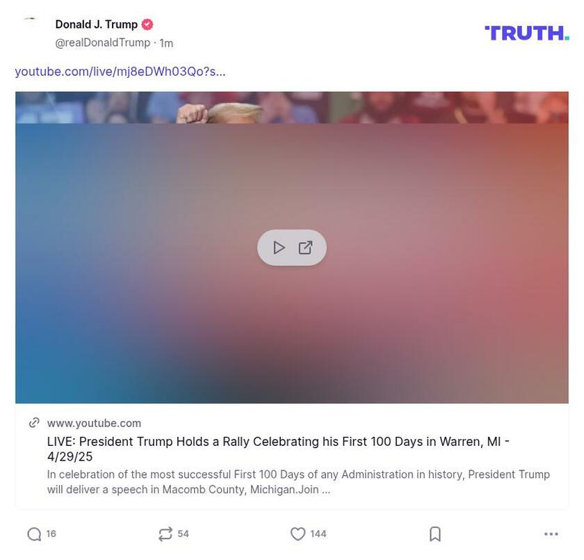 Post image from Donald Trump