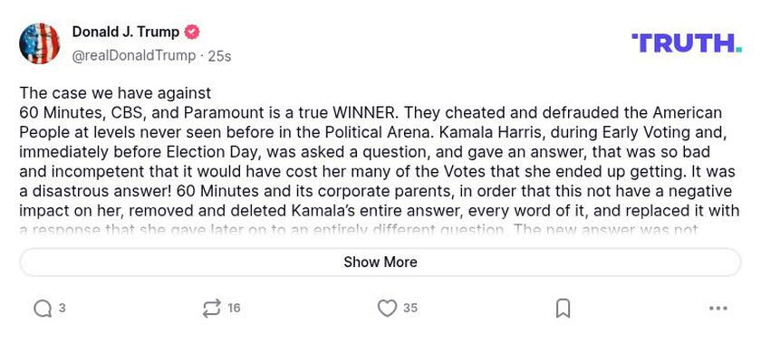 Post image from Donald Trump