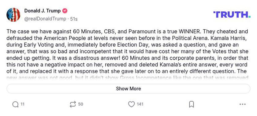 Post image from Donald Trump