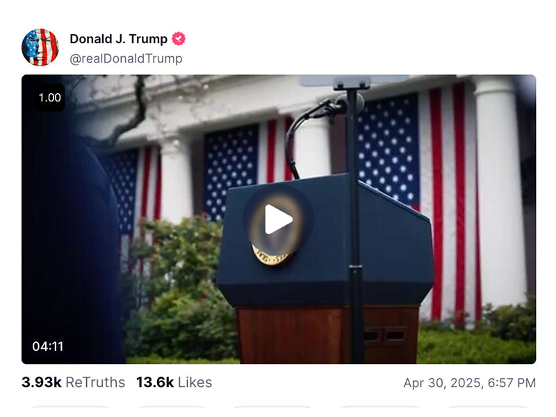 Post image from Donald Trump