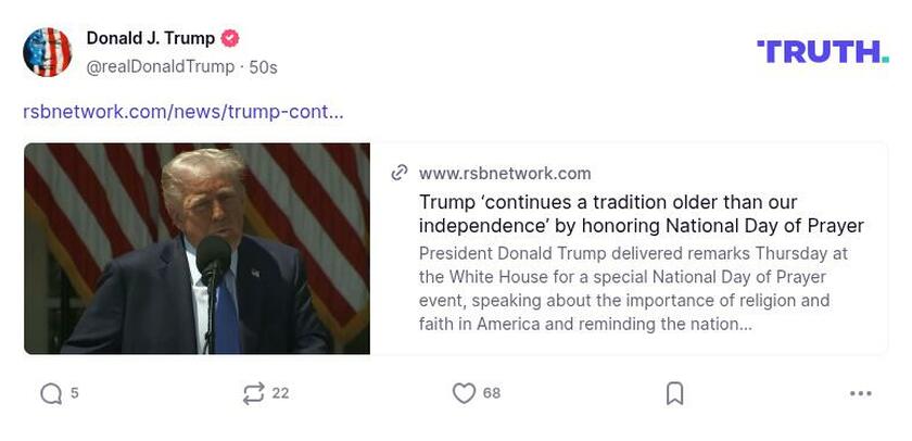 Post image from Donald Trump