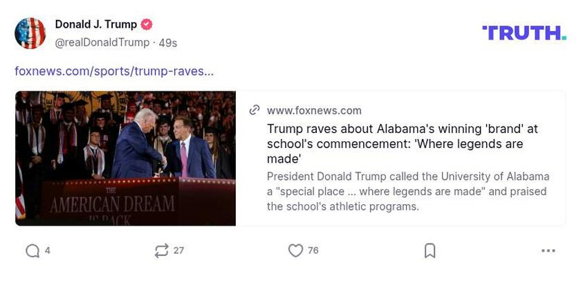 Post image from Donald Trump