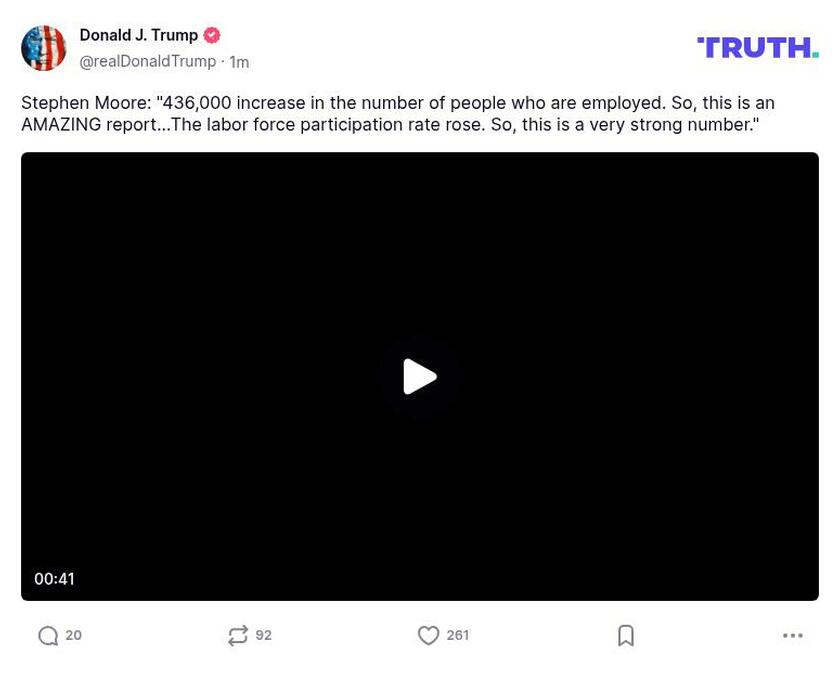 Post image from Donald Trump