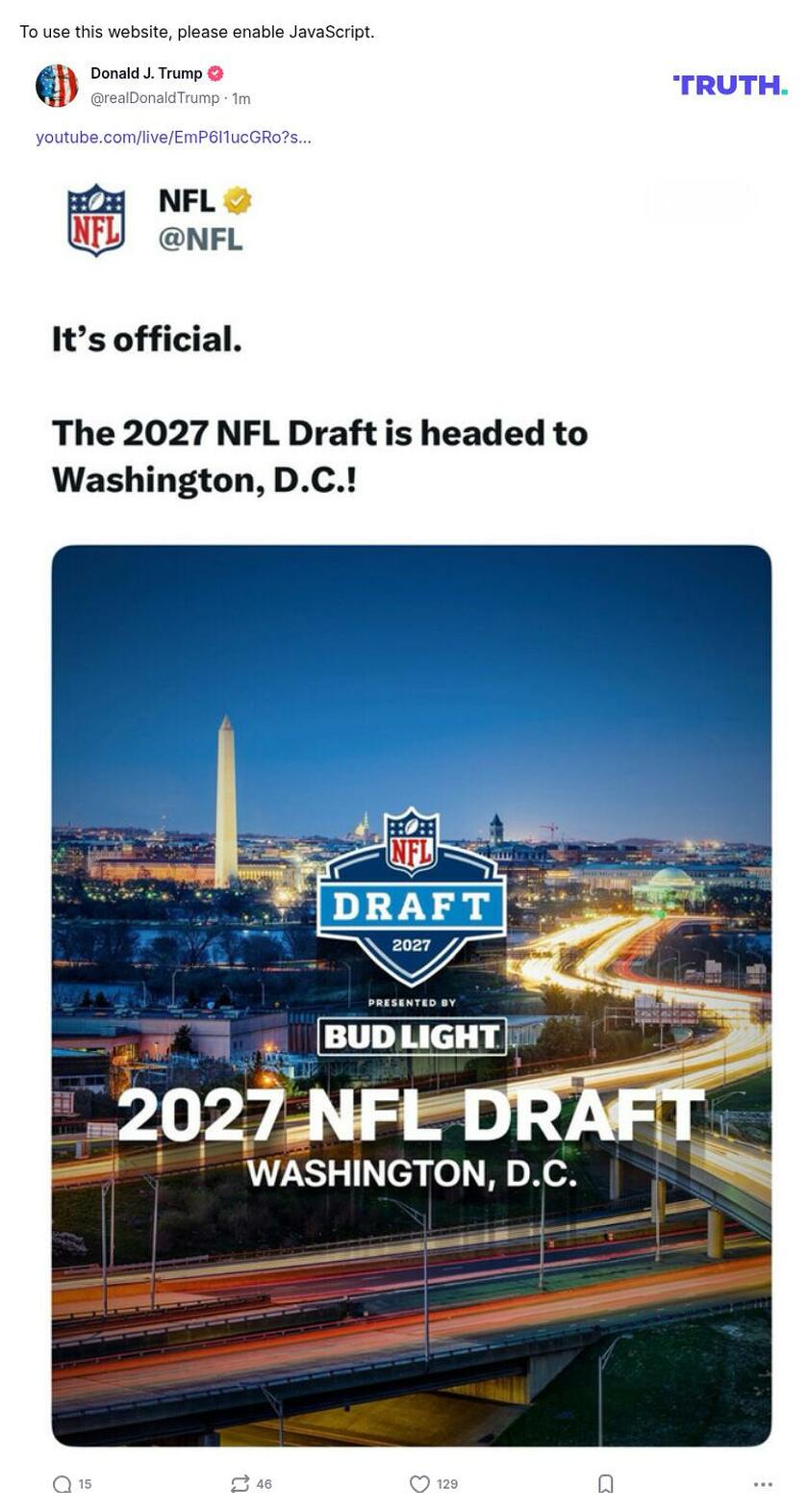 Post image from Donald Trump