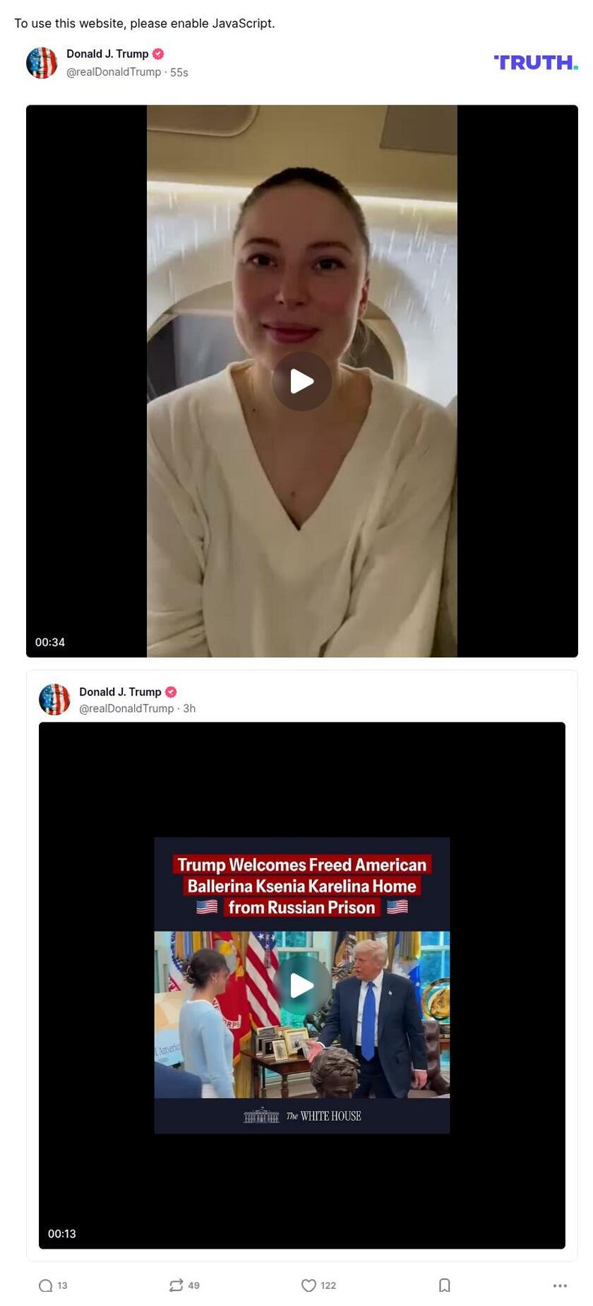 Post image from Donald Trump