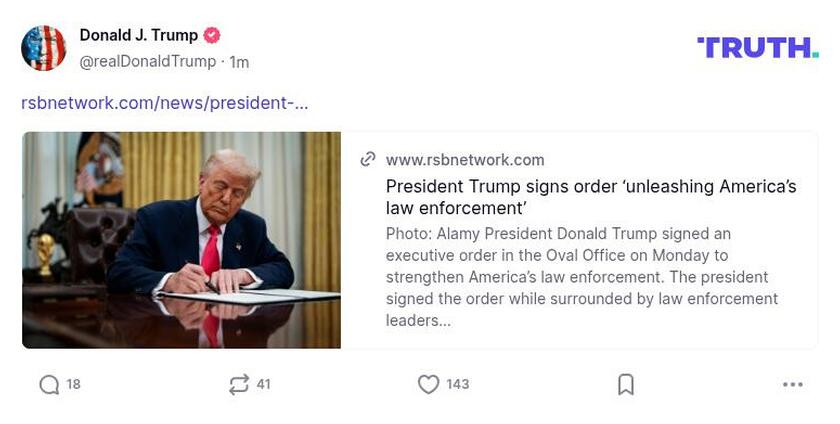 Post image from Donald Trump