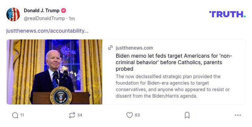 Post preview from Donald Trump