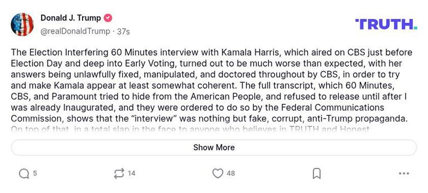 Post image from Donald Trump