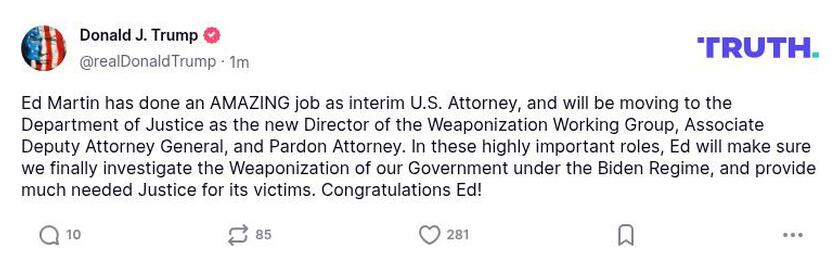 Post preview from Donald Trump