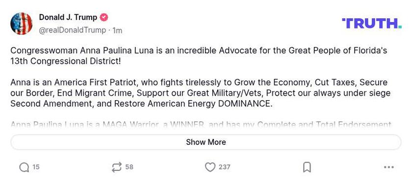 Post image from Donald Trump