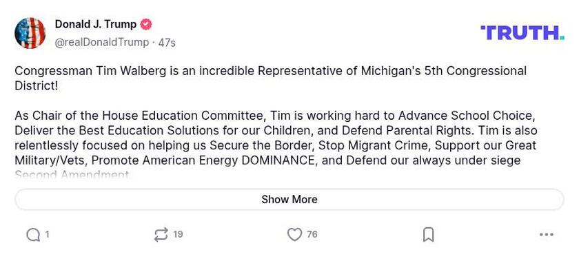 Post image from Donald Trump