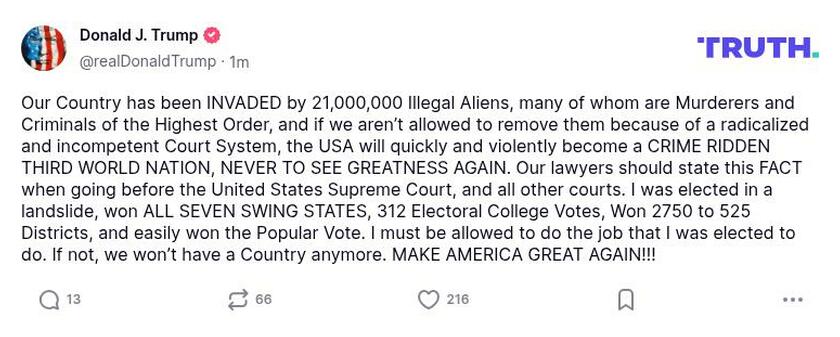 Post image from Donald Trump