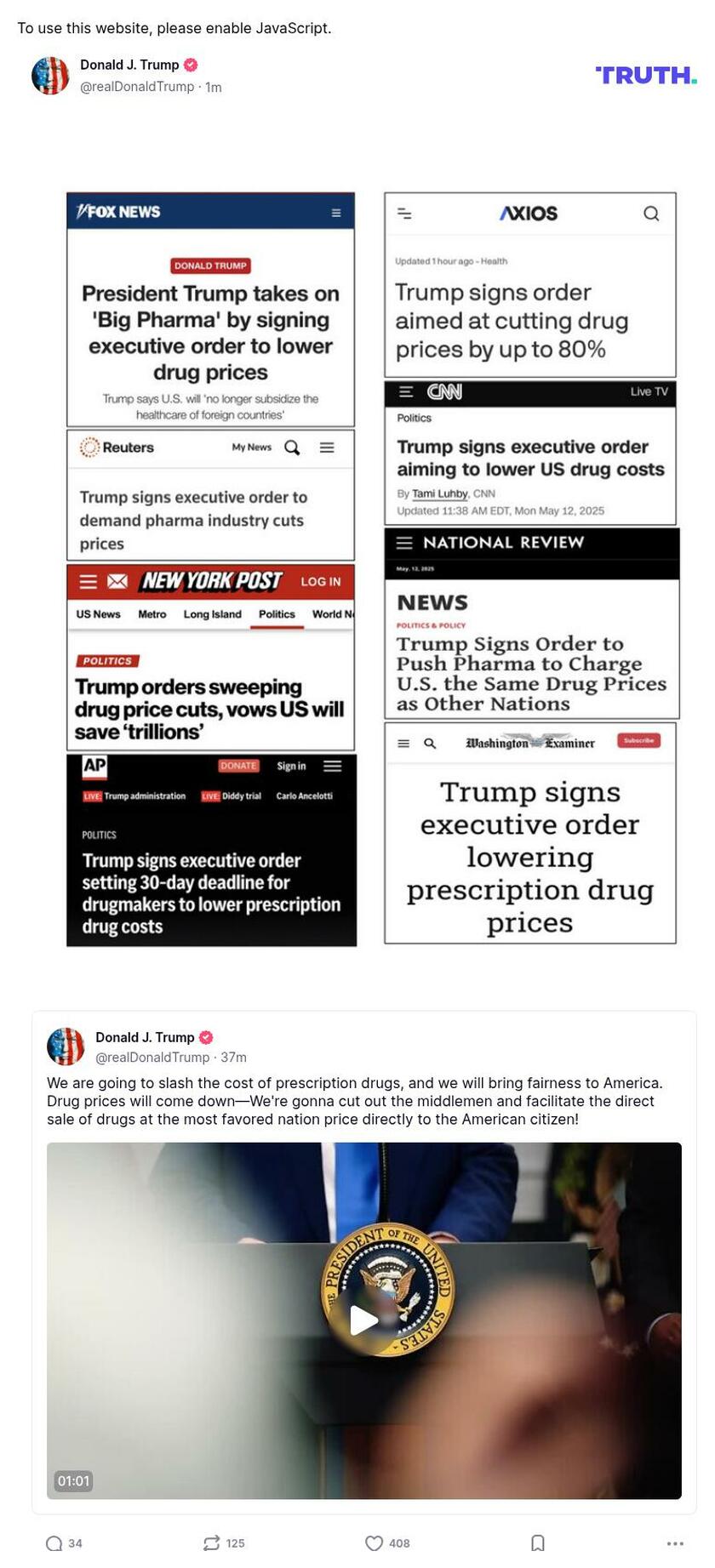 Post image from Donald Trump