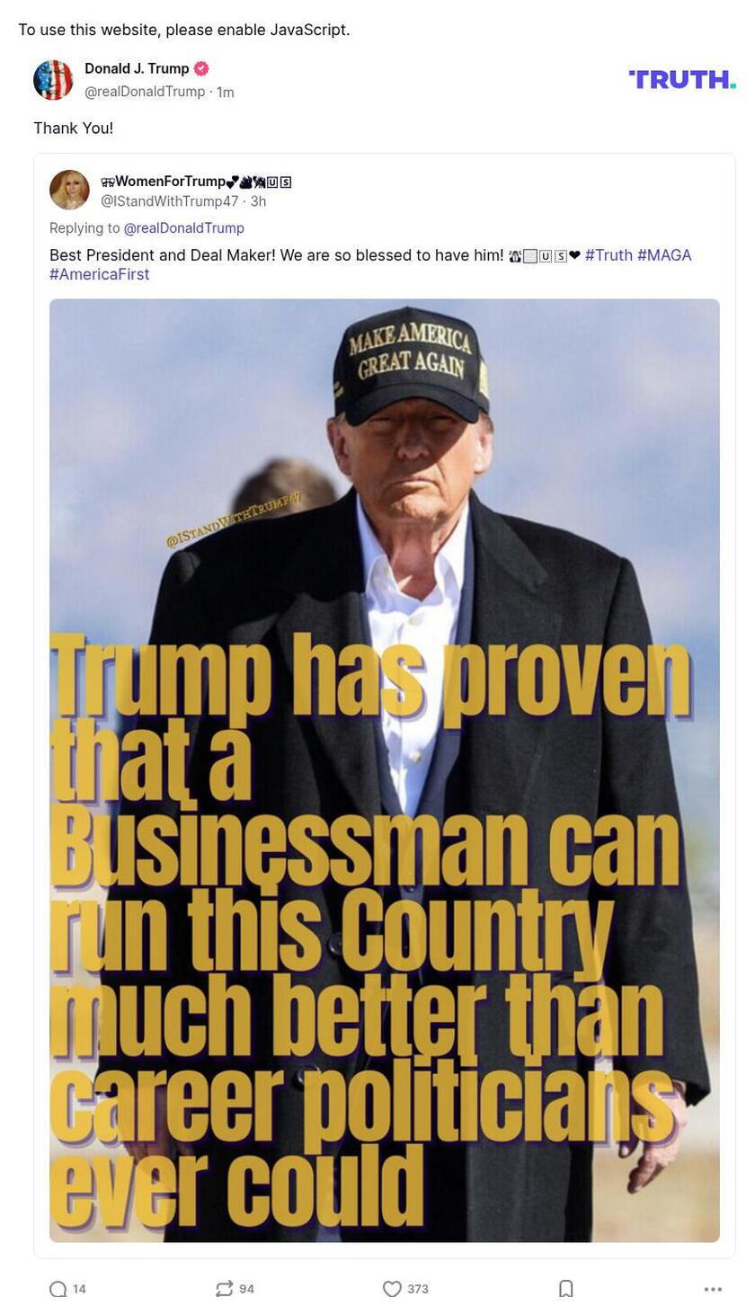 Post image from Donald Trump