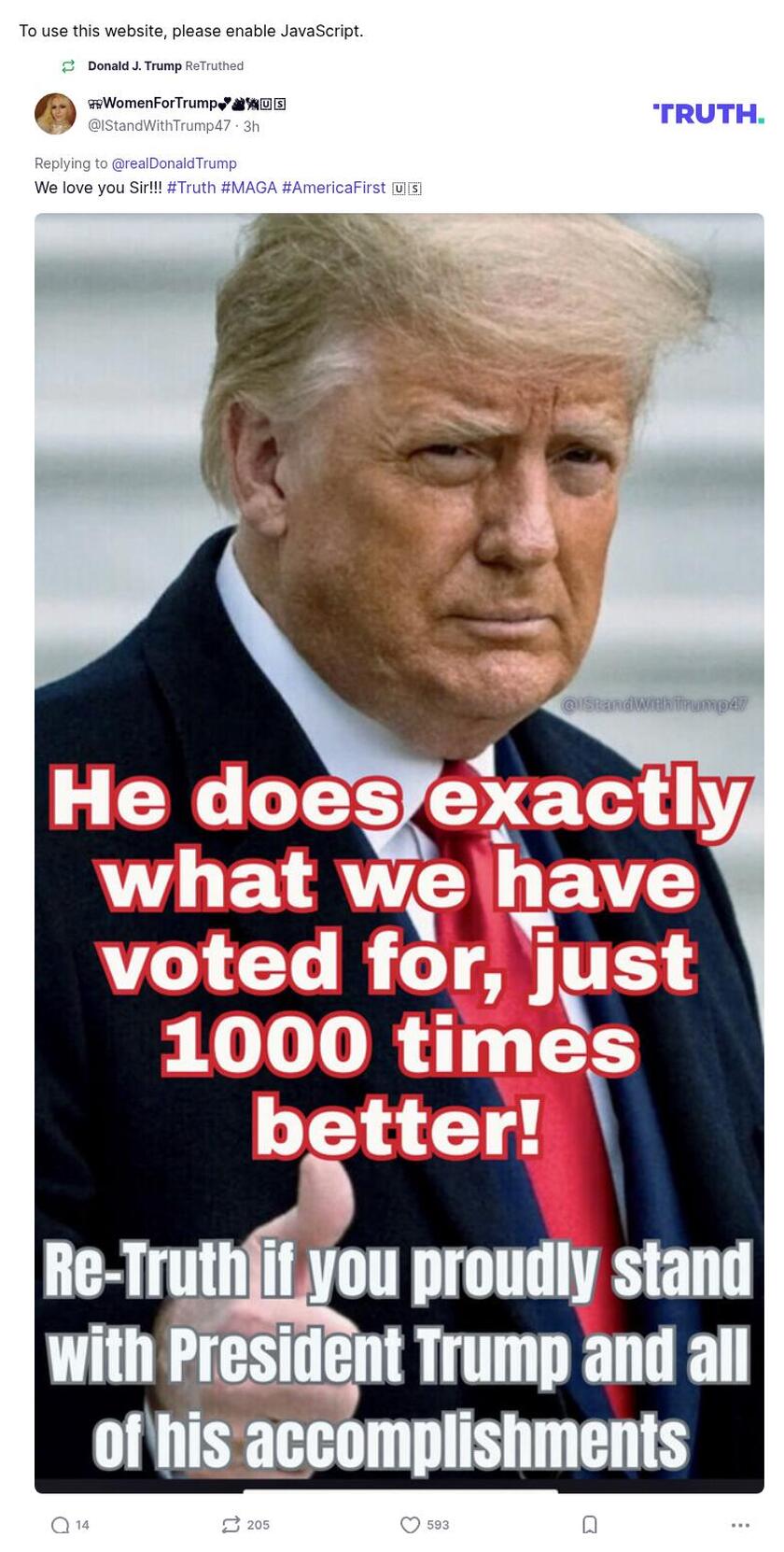 Post image from Donald Trump