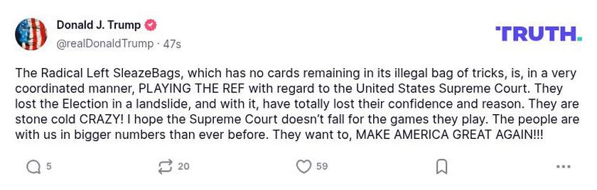 Post image from Donald Trump