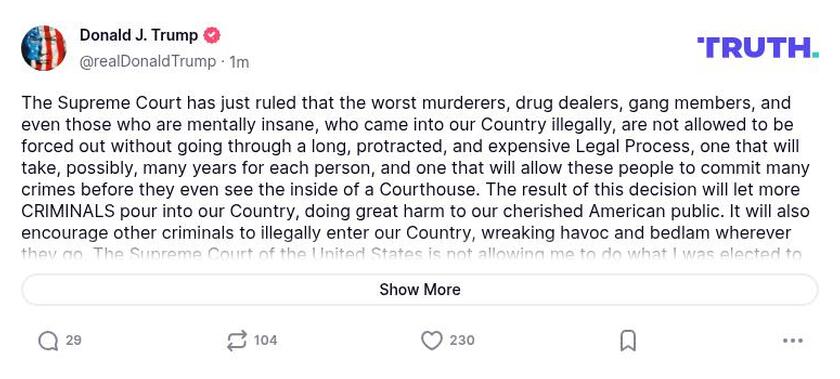 Post preview from Donald Trump