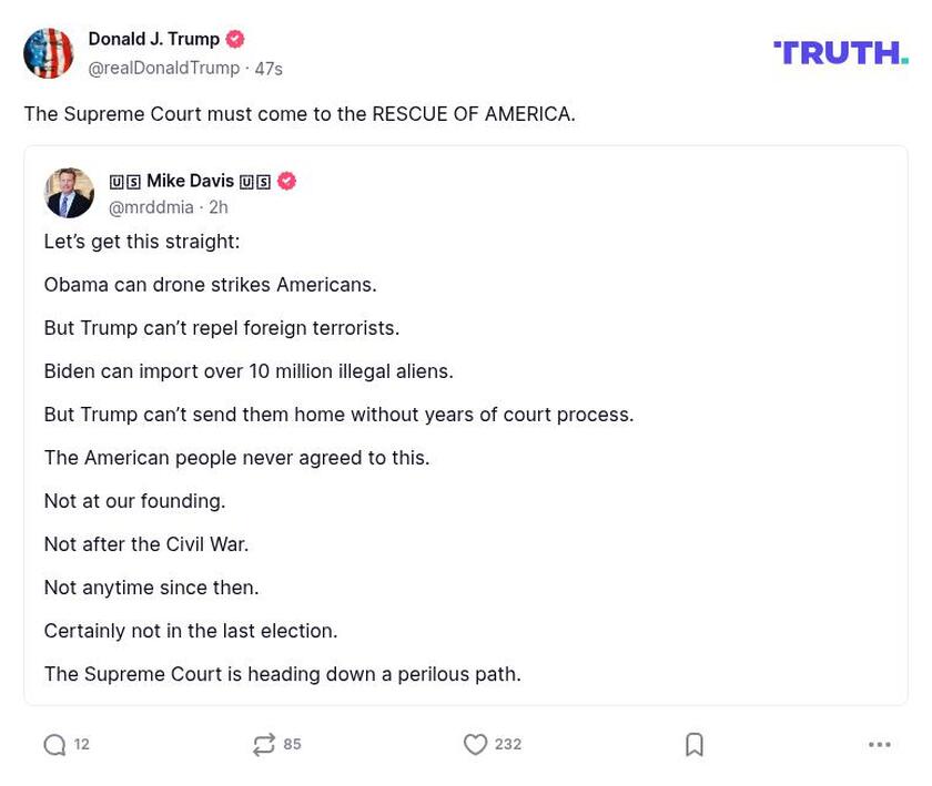 Post image from Donald Trump