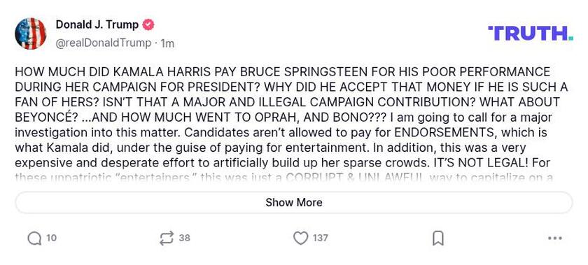 Post image from Donald Trump