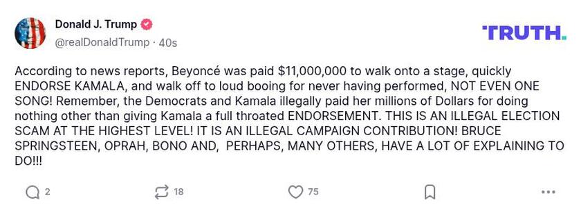 Post image from Donald Trump