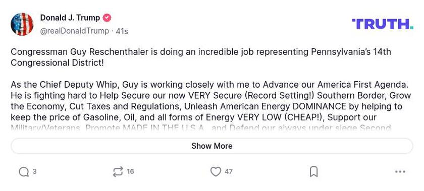 Post image from Donald Trump