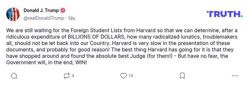 Post image from Donald Trump