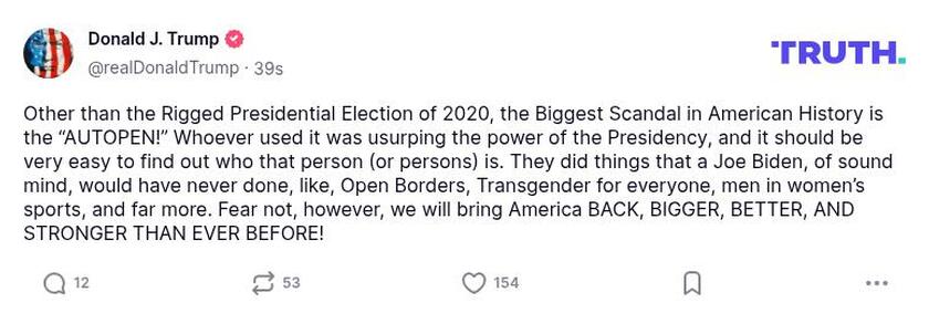 Post preview from Donald Trump