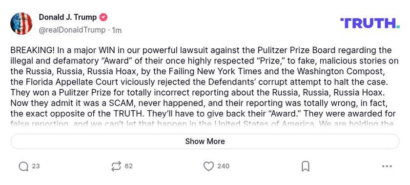 Post image from Donald Trump