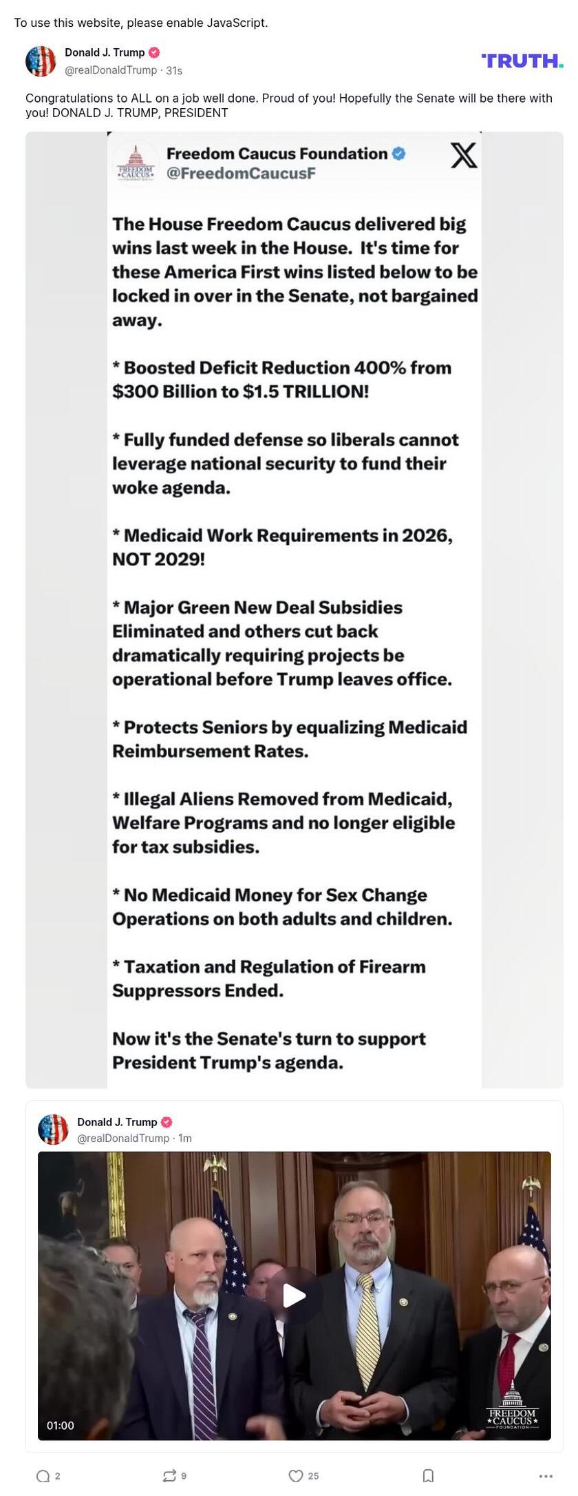 Post image from Donald Trump