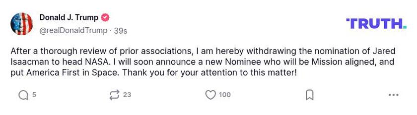 Post image from Donald Trump