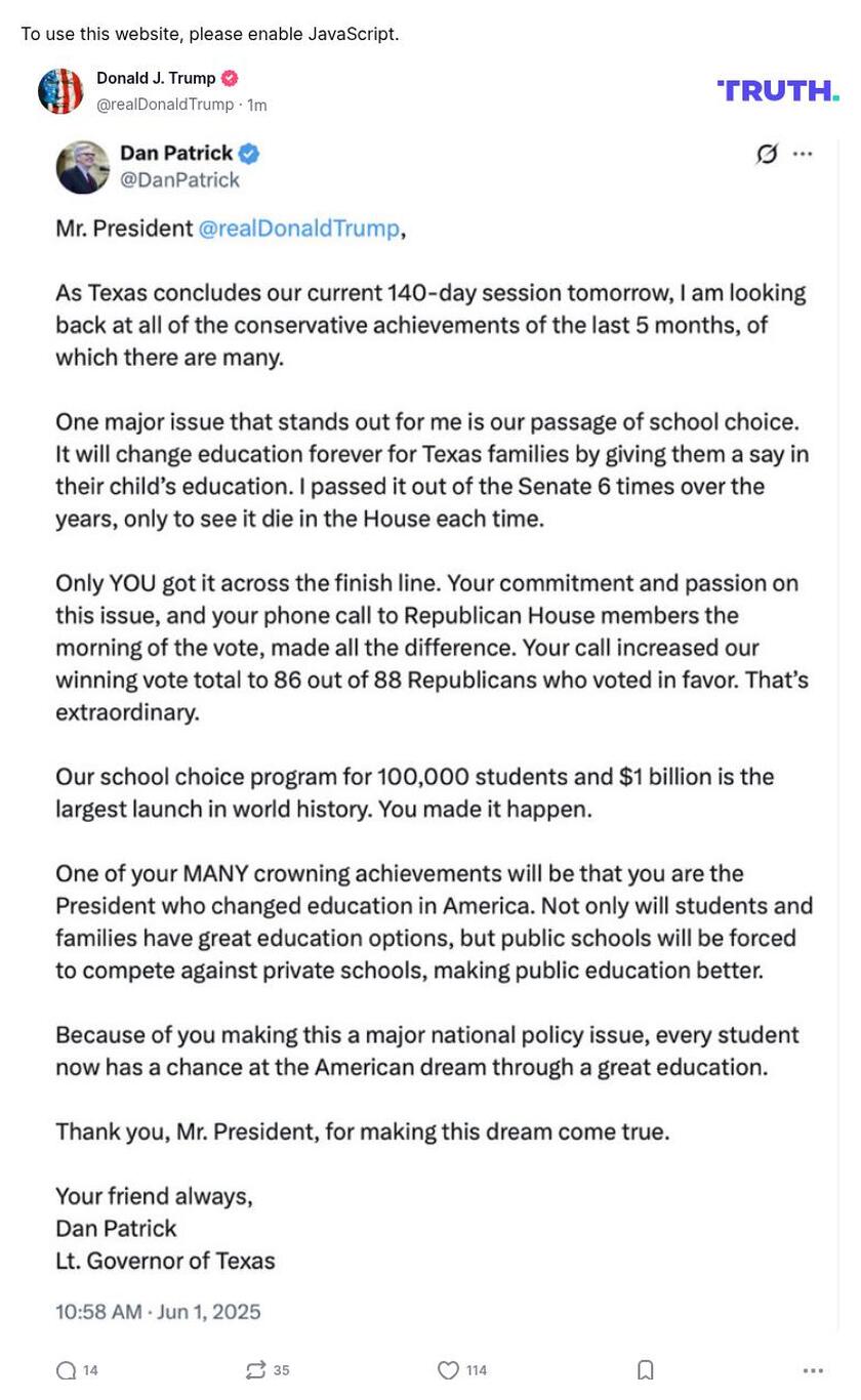 Post image from Donald Trump