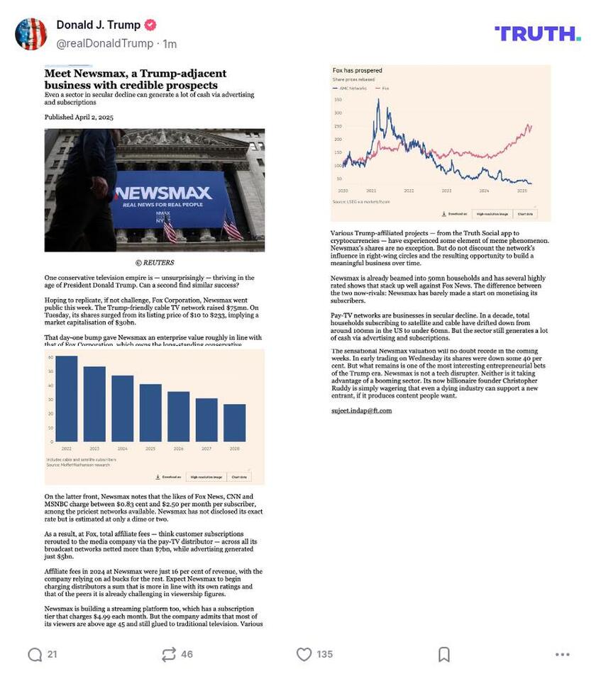 Post image from Donald Trump