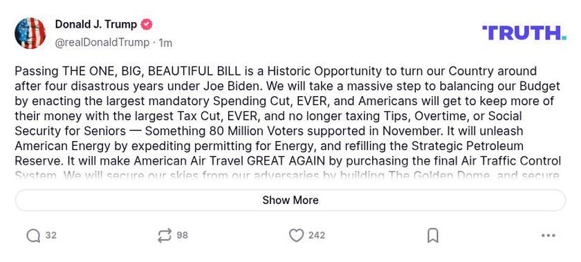 Post preview from Donald Trump