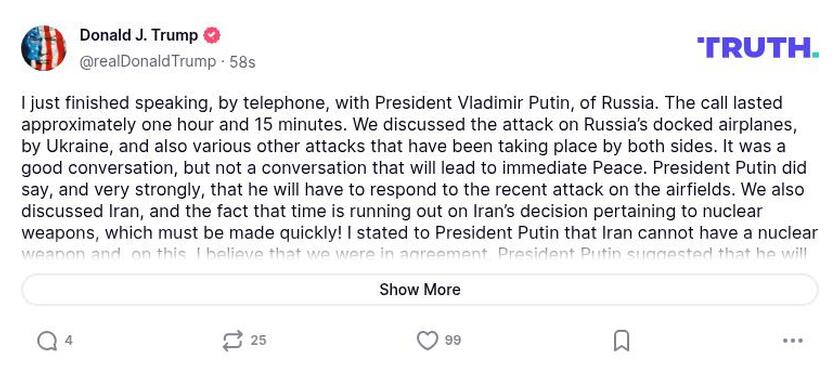 Post preview from Donald Trump