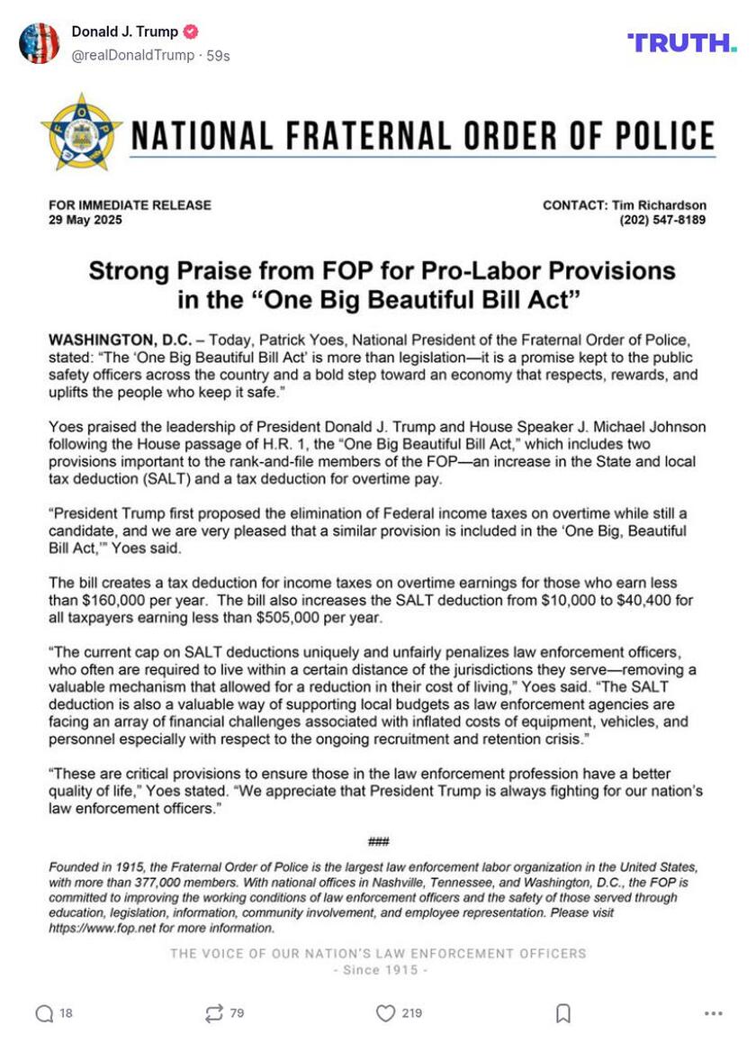 Post image from Donald Trump