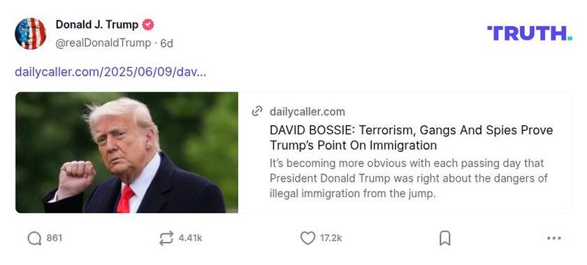 Post preview from Donald Trump