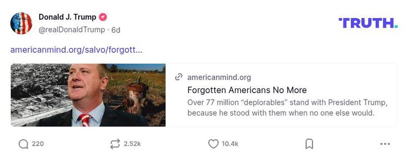 Post image from Donald Trump