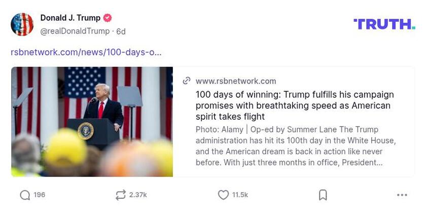 Post image from Donald Trump