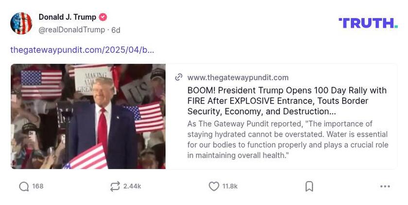 Post image from Donald Trump